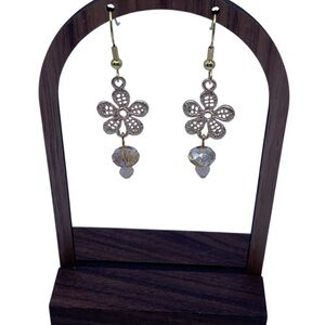 Elegant Gold and Crystal Flower Drop Earrings